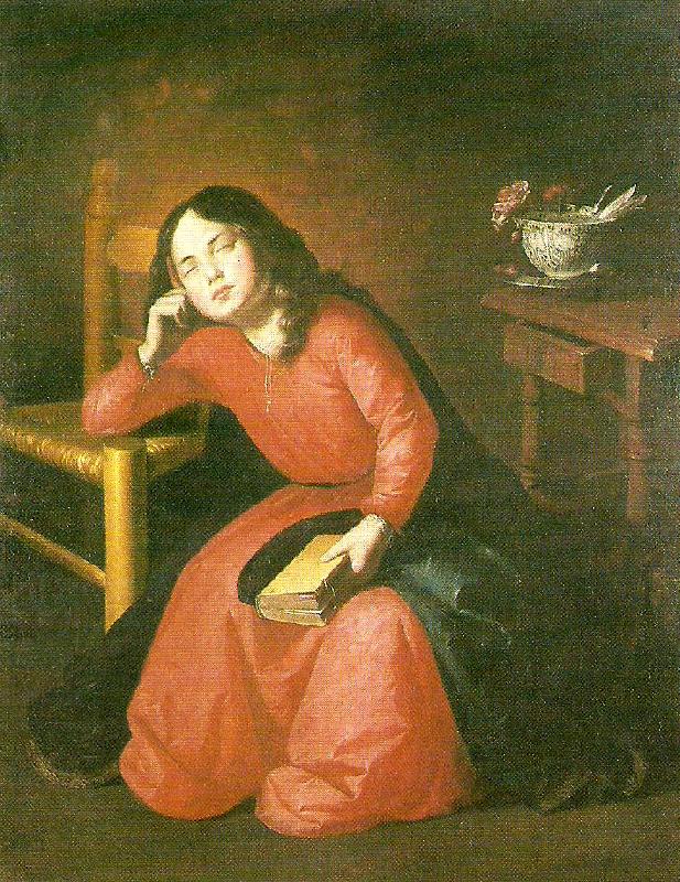 Francisco de Zurbaran the girl virgin asleep oil painting picture